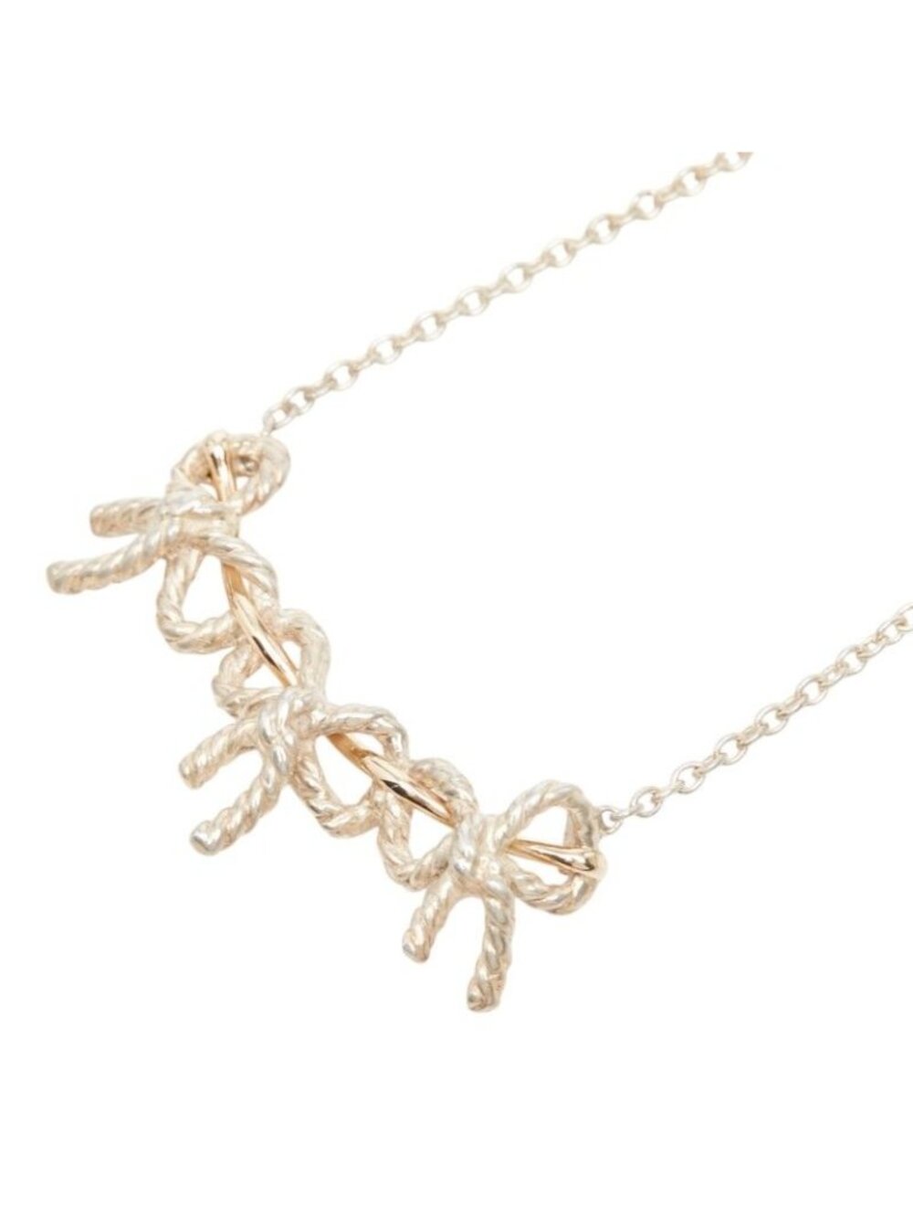 Tiffany & Co Trip Ribbon Necklace Silver 18k Yellow Gold